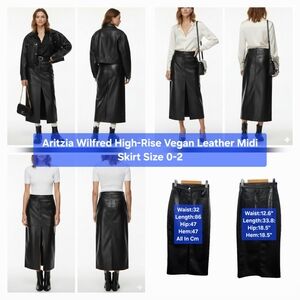 Aritzia Wilfred High-Rise Vegan Leather Midi Skirt Size 0-2